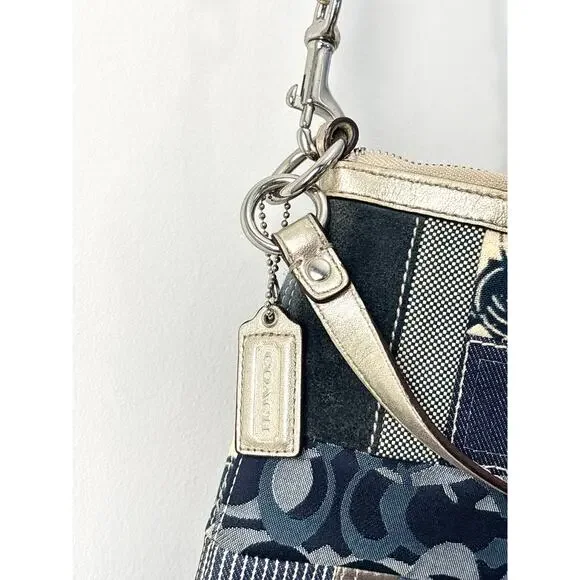 Coach Blue Vintage Denim Patchwork Y2K Coach Shoulder/Crossbody Purse - Picture 4 of 9